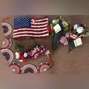 4th of July/ Labor Day/veterans day American flag flowers and garlands
